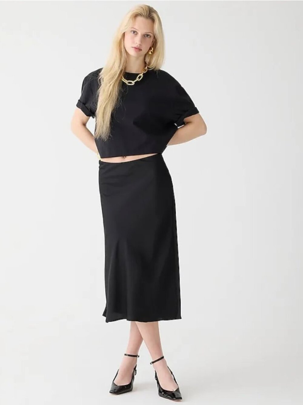 J.Crew Gwyneth Slip Skirt in Black